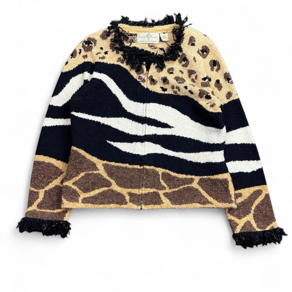 Design Options Philip & Jane Gordon Sweater Small Cheetah Zebra Animal Print